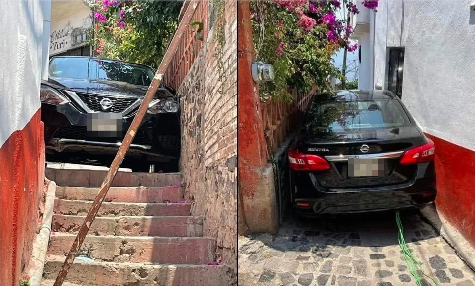 carro atorado en callejon de taxco