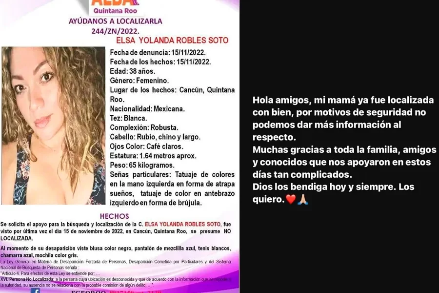 Aparece mujer que desapareció días antes al abordar un taxi