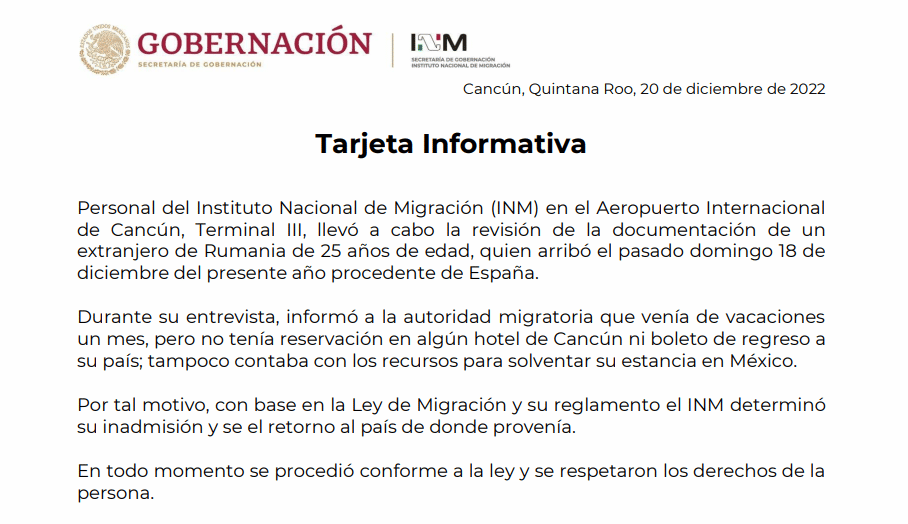 “Turista Rumano” intentó sobornar a agentes de imgración: INM