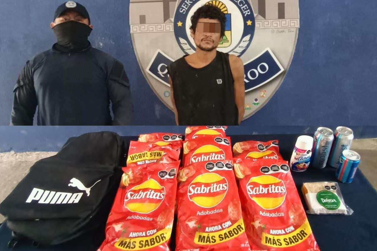 ¡Por unas papas! hombre es detenido tras asaltar Oxxo en Cancún