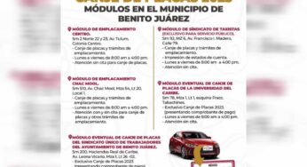 Hoy inicia el canje de placas para vehículos en Quintana Roo