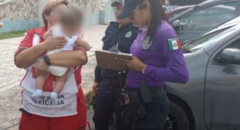 Dejan a bebé de 4 meses en un auto; Grupo GEAVIG lo auxilia
