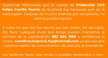 Hackean cuenta de Facebook de Protección Civil de FCP