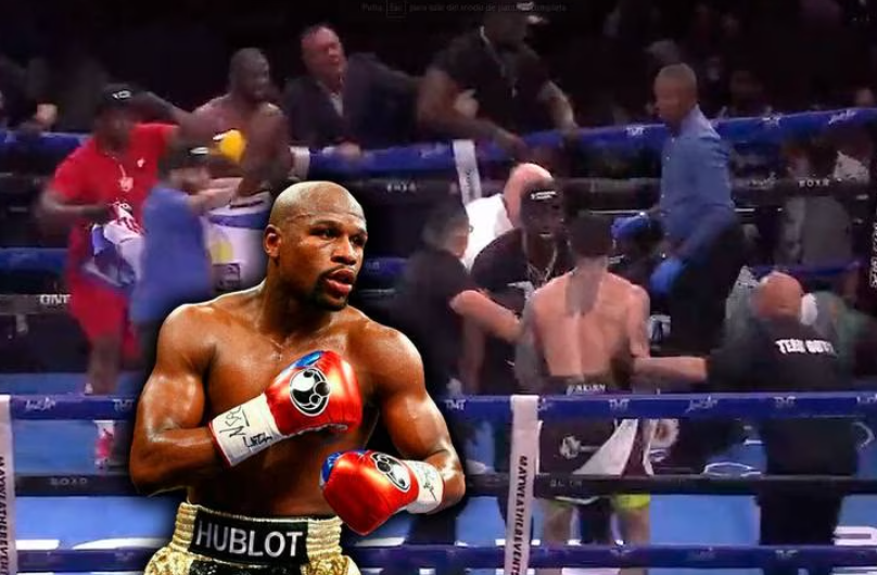 Pelea de Mayweather termina en batalla campal