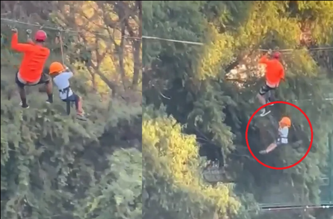 Cae niño de tirolesa en el Parque Fundidora de Monterrey; vive para contarlo