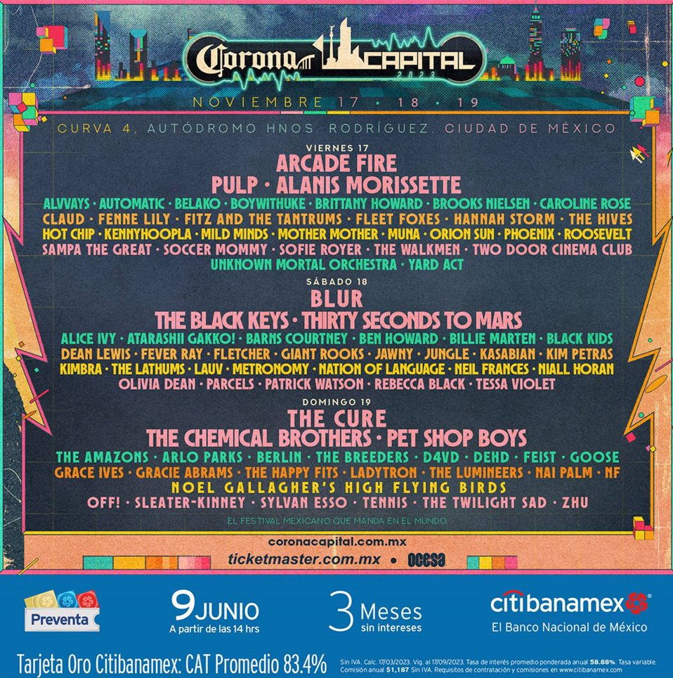 Anuncian cartel del Corona Capital 2023
