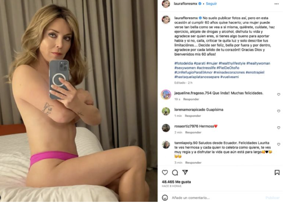 Laura Flores celebra sus 60 años con una fotografía en muy poca ropa
