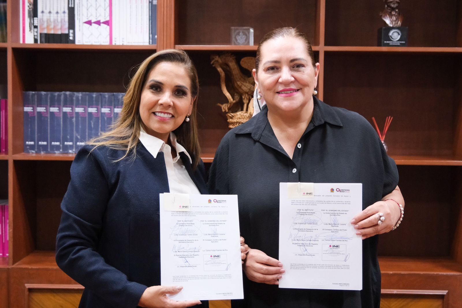Mara Lezama firma convenio con el INE para la búsqueda e identificación de personas desaparecidas