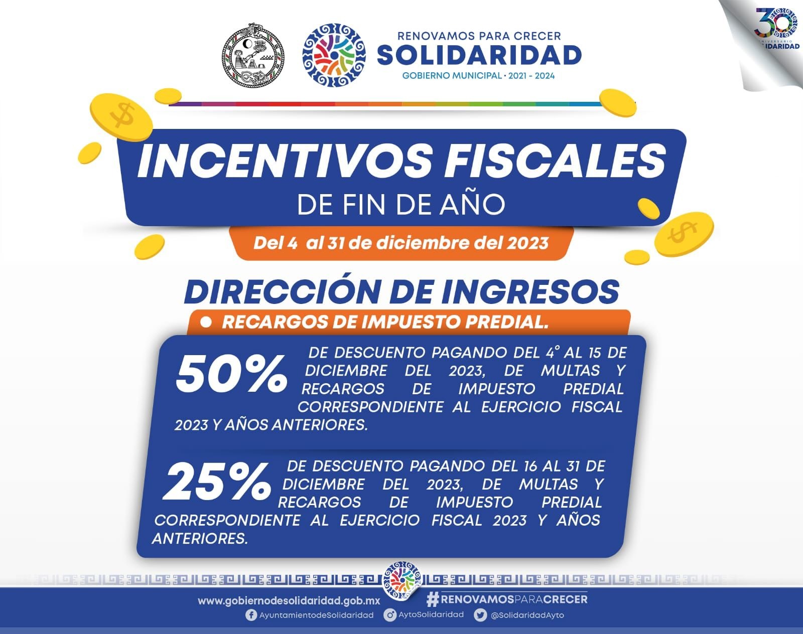En enero, continúan descuentos en predial del 25, 40 y 50%