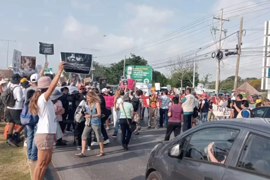 Ambientalistas bloquean la carretera en Playa del Carmen