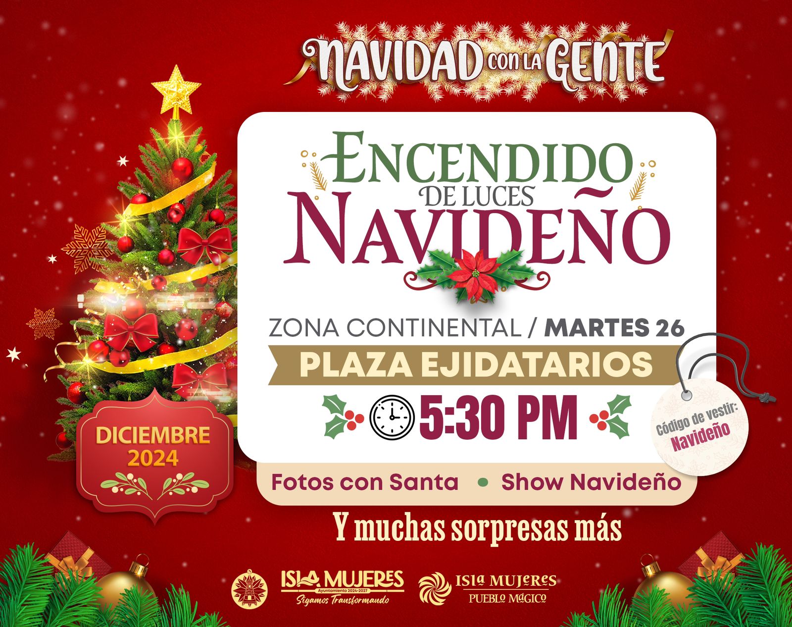 Gobierno Municipal invita a familias de Ciudad Mujeres al Encendido de Luces Navideño