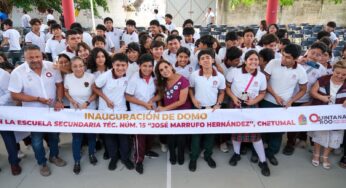 Después de 40 años sin domo, cumple promesa Mara Lezama en la Secundaria Técnica 15 “José Marrufo Hernández” en Chetumal