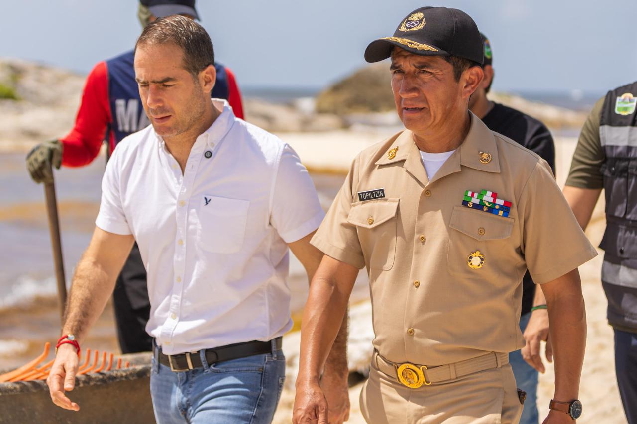 Marina y Zofemat Tulum realizan combate conjunto al sargazo