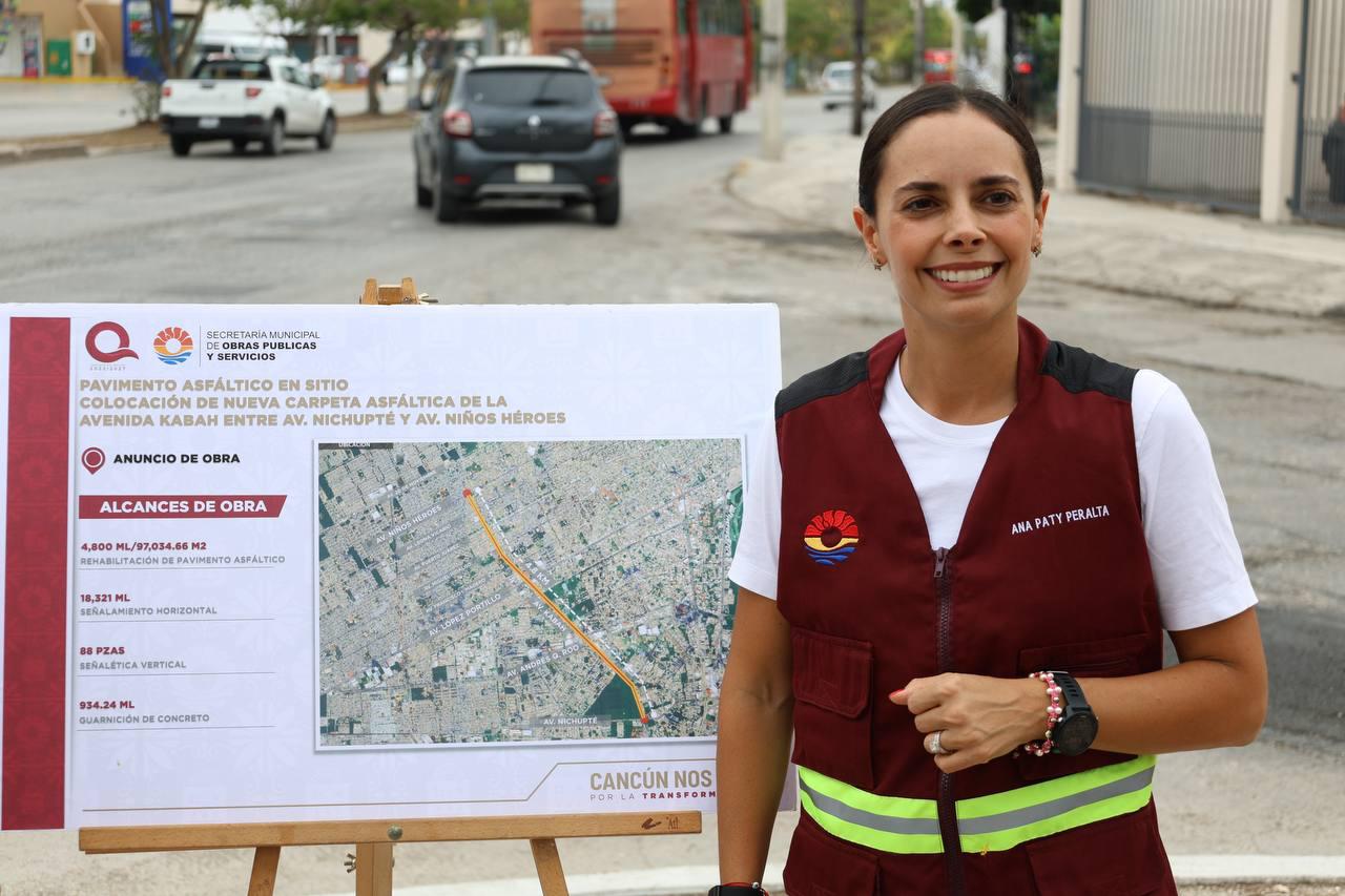 Anuncia Ana Paty Peralta histórica inversión en la rehabilitación de la Avenida Kabah