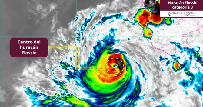 Huracán Flossie alcanza categoría 3 frente a Jalisco y provoca alerta por lluvias torrenciales