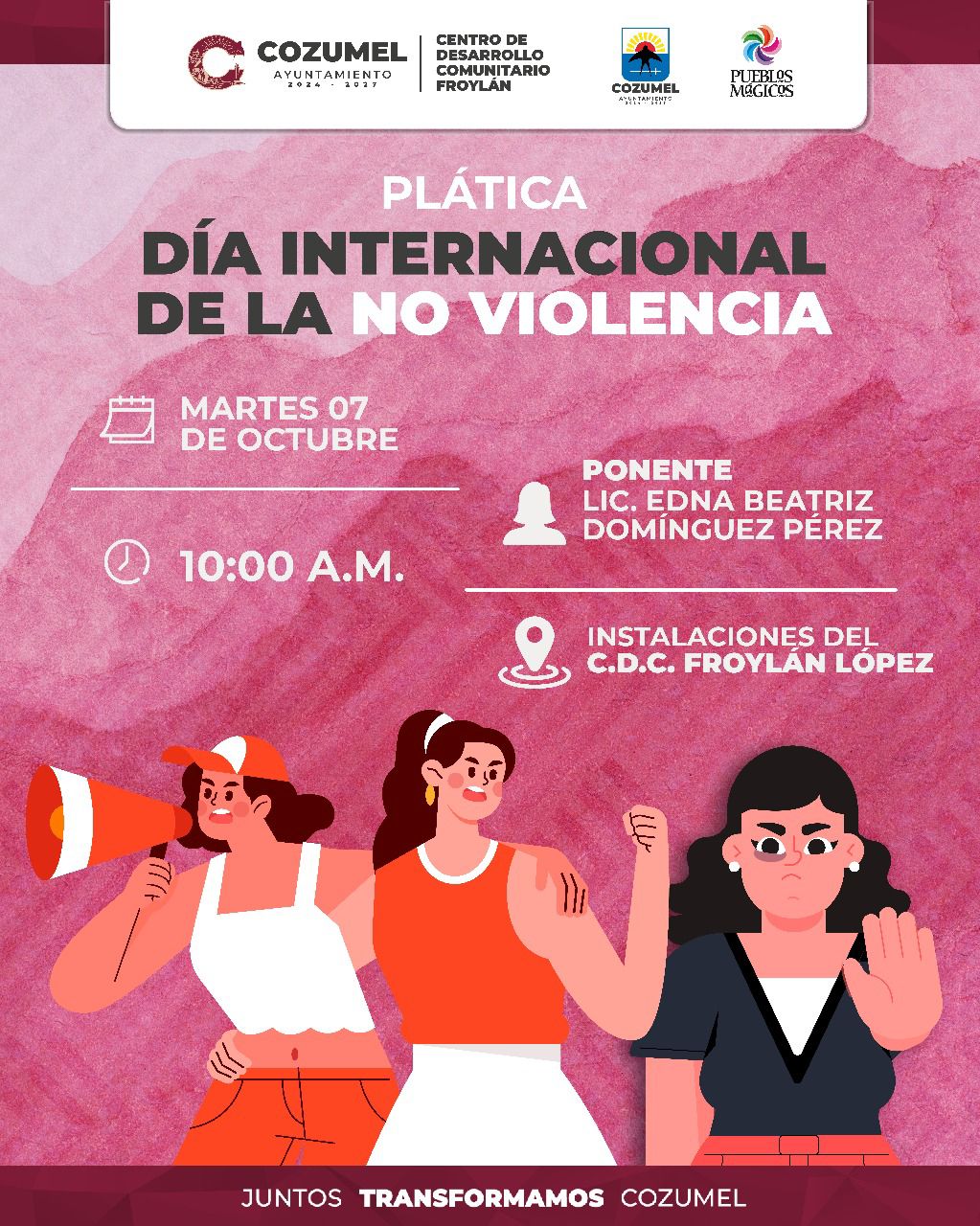 Gobierno de Cozumel promueve la cultura de paz con plática por el Día Internacional de la No Violencia