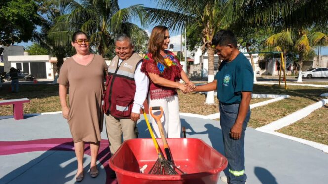 Informa Mara Lezama rehabilitación del parque Los Almendros en Chetumal como parte del rescate de espacios públicos