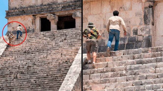 Chichén Itzá detiene a turistas extranjeros por escalar pirámide