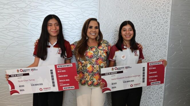 Reconoce Mara Lezama a estudiantes que representarán a Quintana Roo y México en el concurso Milset 2026 en Fortaleza, Brasil