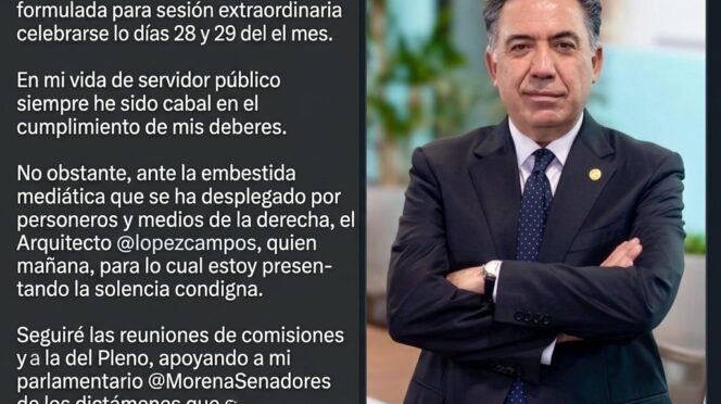 Enrique Inzunza solicita licencia temporal al Senado tras polémica por presuntos nexos con el narco