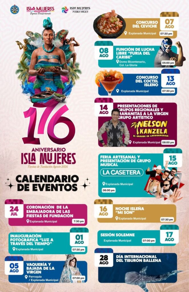 Atenea Gómez Ricalde presenta la cartelera oficial de las Fiestas de Fundación por el 176 Aniversario de Isla Mujeres