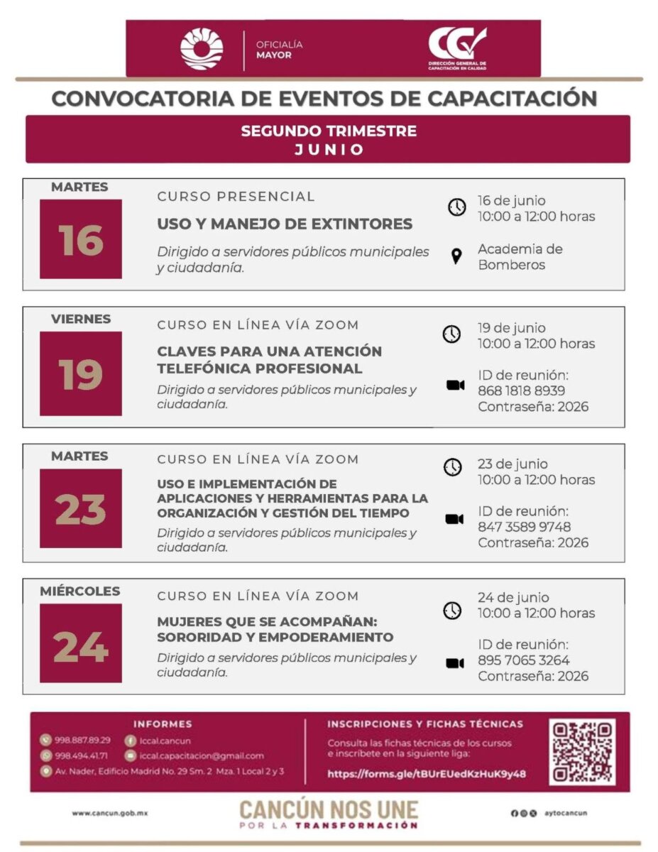 Promueve Ayuntamiento de BJ cursos gratuitos de temas de interés general para ciudadanos