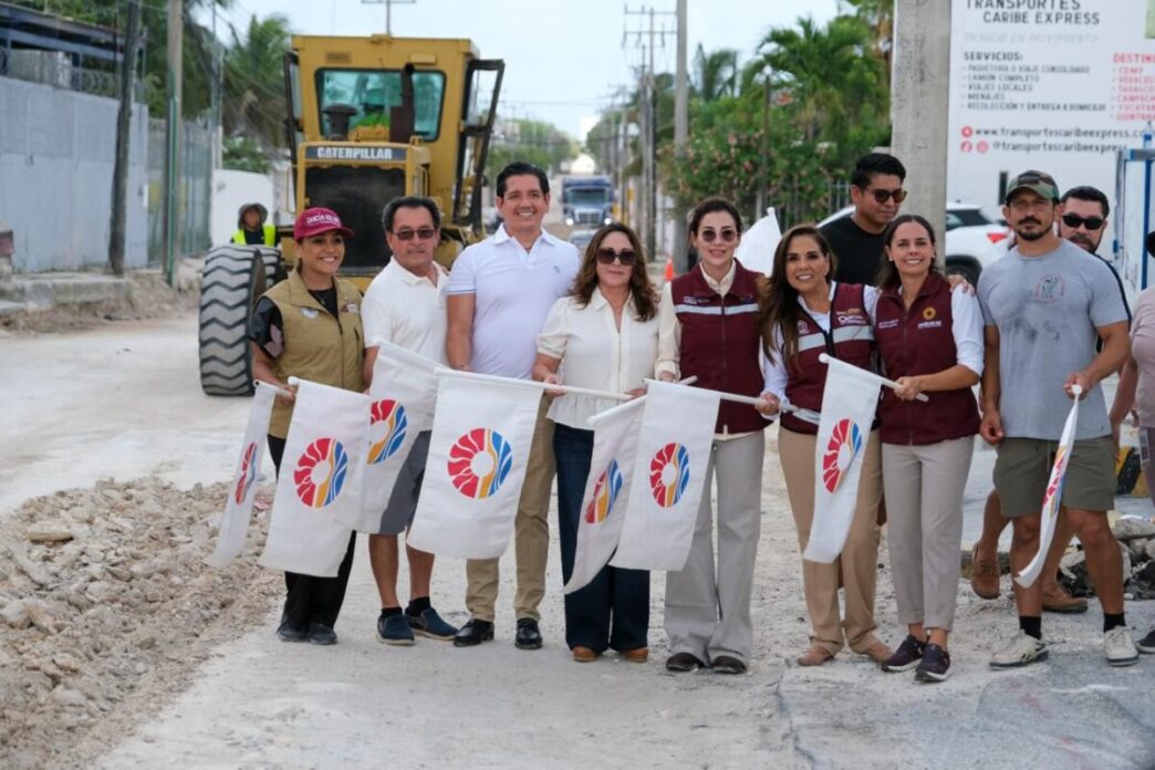 Mara Lezama y Ana Paty Peralta inician obra municipal en la avenida Nazareth para mejorar la conectividad entre Colosio y Huayacán