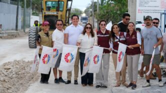 Mara Lezama y Ana Paty Peralta inician obra municipal en la avenida Nazareth para mejorar la conectividad entre Colosio y Huayacán