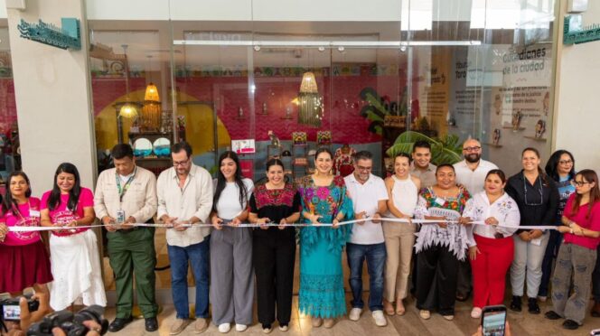 Estefanía Mercado inaugura la tienda “Hecho en Playa” en la estación del Tren Maya