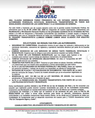AMOTAC anuncia protestas