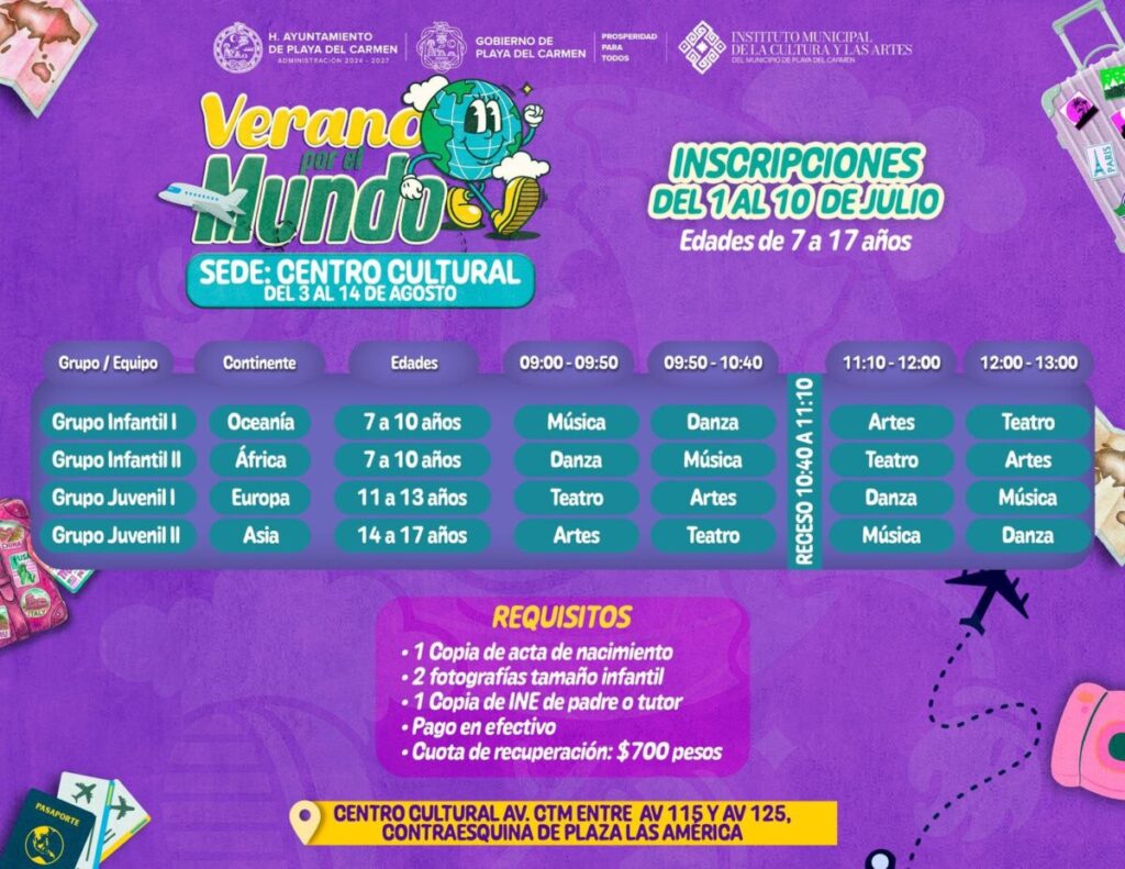 Gobierno de Estefanía Mercado invita al curso “Verano por el Mundo” dirigido a niñas, niños y adolescentes de Playa del Carmen