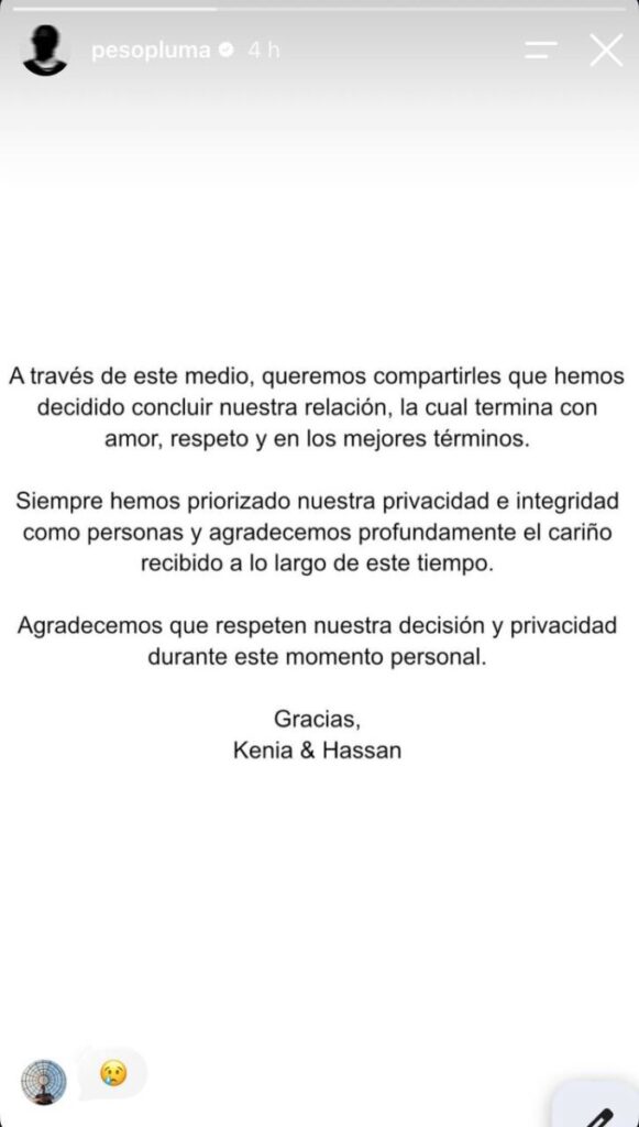 Kenia Os y Peso Pluma terminan su relación
